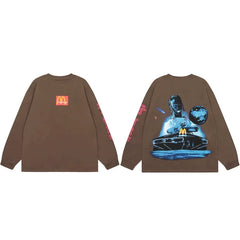 TRAVIS SCOTT Street Graffiti Graphic Casual Long Sleeve Tee