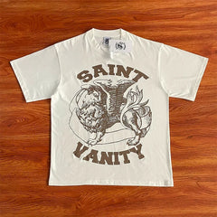 SAINT VANITY Letter Print Short Sleeve T-Shirt