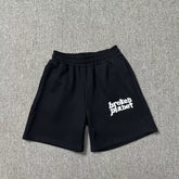 Broken planet trendy letter foam printed drawstring five quarter shorts