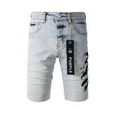 Purple Blue Jean Shorts 5048 with Black Print Design