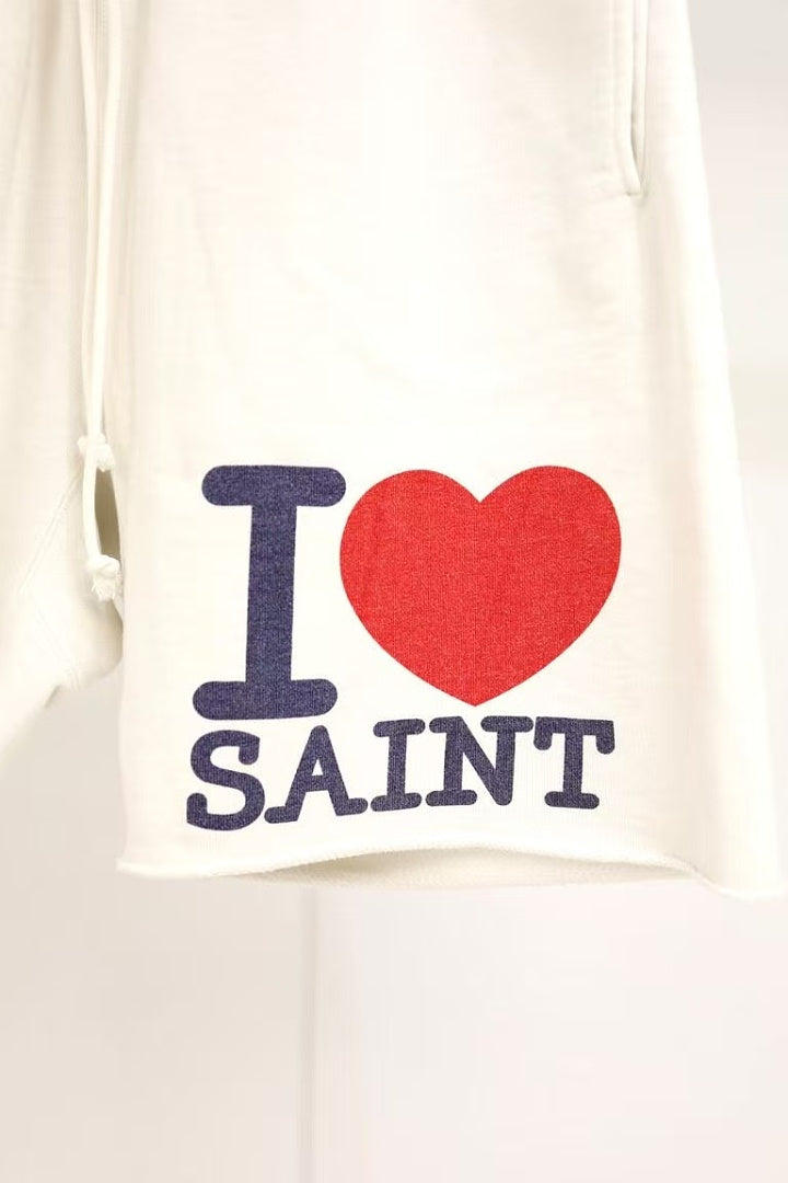 Saint Michael I Love Saint Heart Print Casual Sweat Shorts