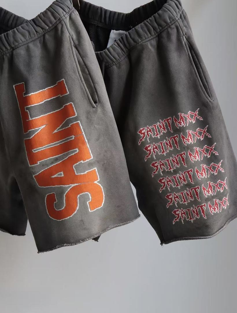 Saint Michael Distressed Vintage Effect Gothic Text Sweat Shorts