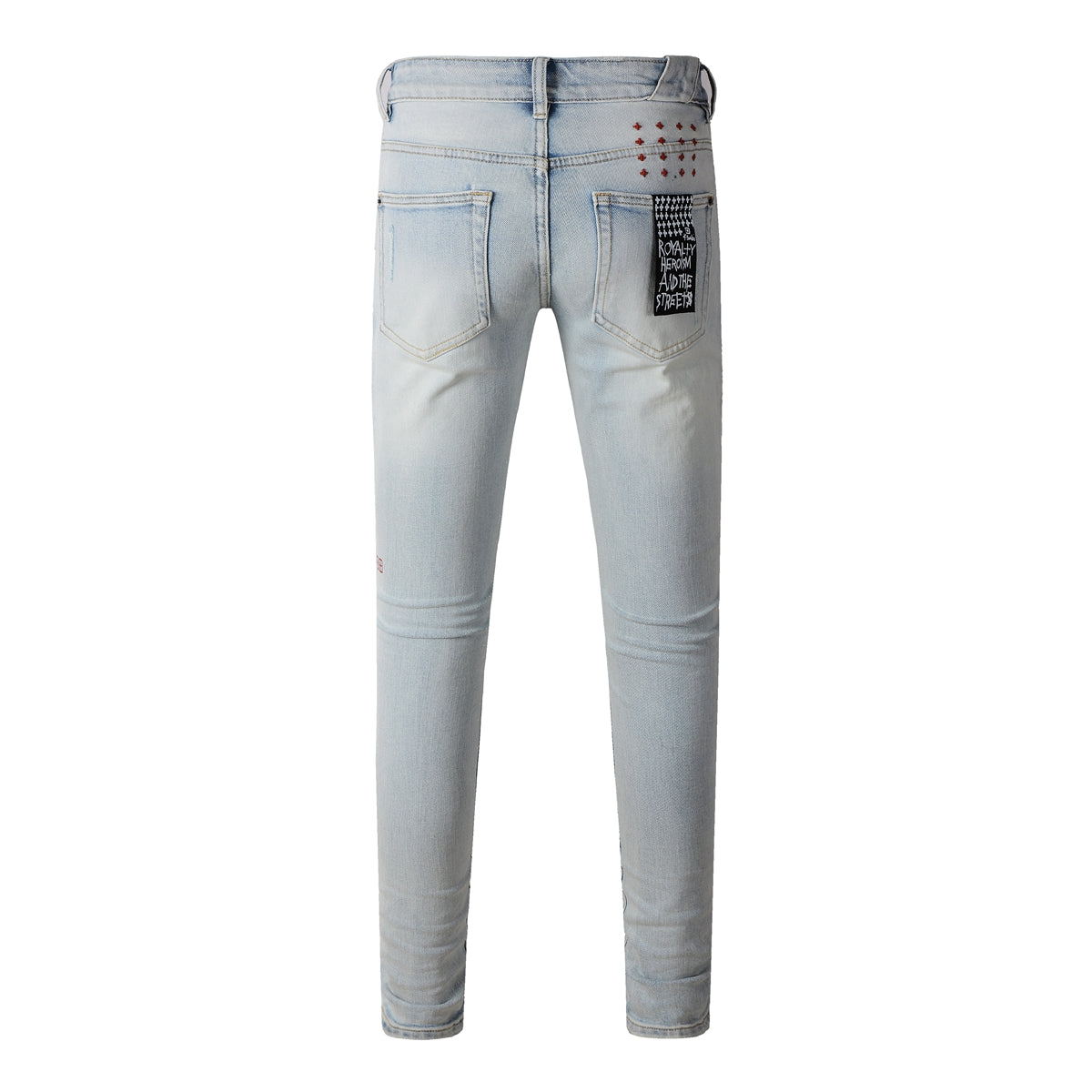 Purple Jeans Classic Blue Ripped Jeans with Distressed Knees 3008