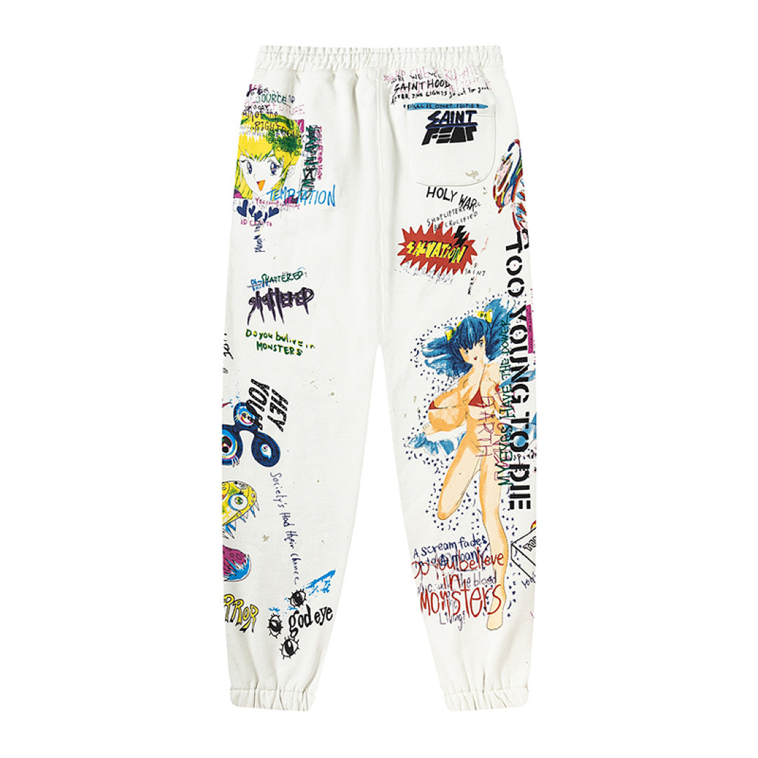 Saint Michael ST904 All-Over Graffiti Collage Sweatpants
