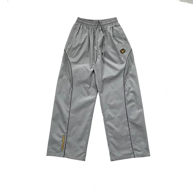 Broken Planet Embroidered Loose Woven Straight Pants