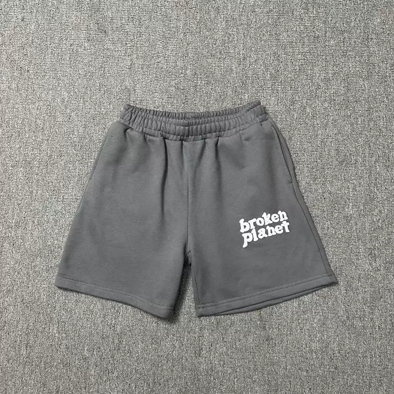 Broken planet trendy letter foam printed drawstring five quarter shorts