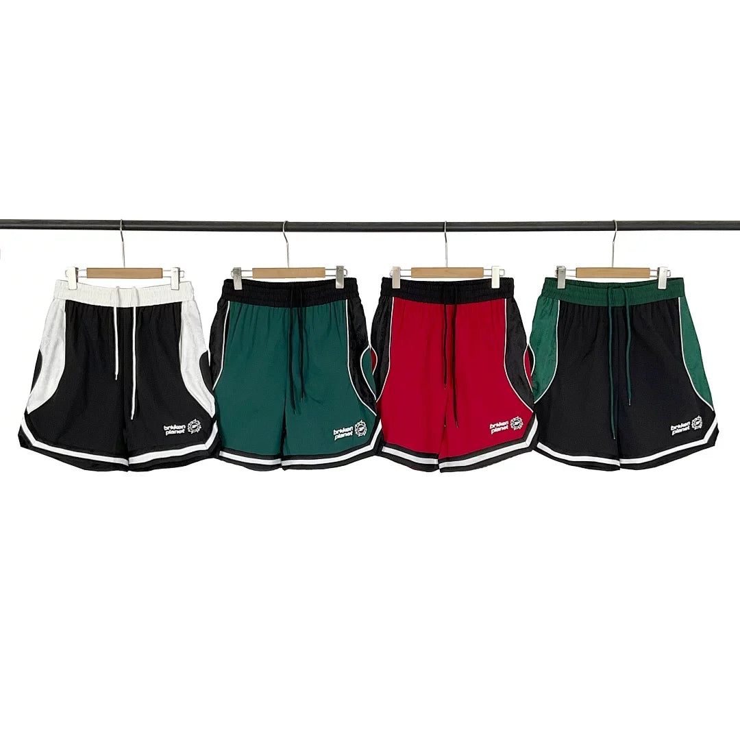 Broken Planet retro contrasting color sports casual men's basketball drawstring shorts