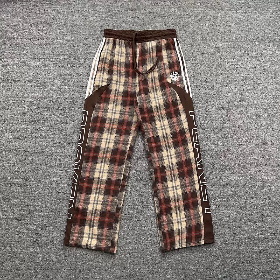 Broken Planet  Loose Plaid Straight Pants