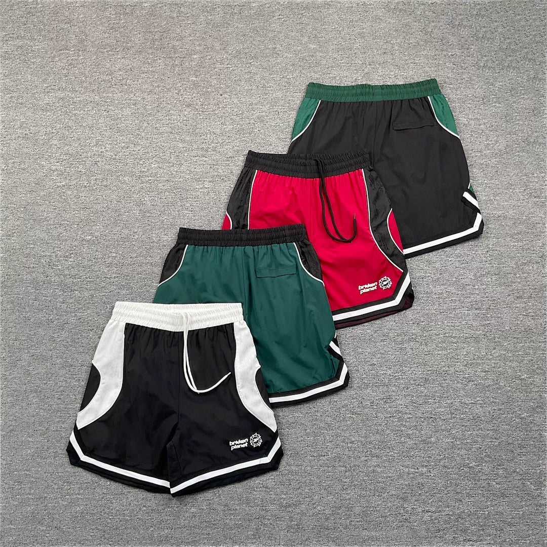 Broken Planet retro contrasting color sports casual men's basketball drawstring shorts
