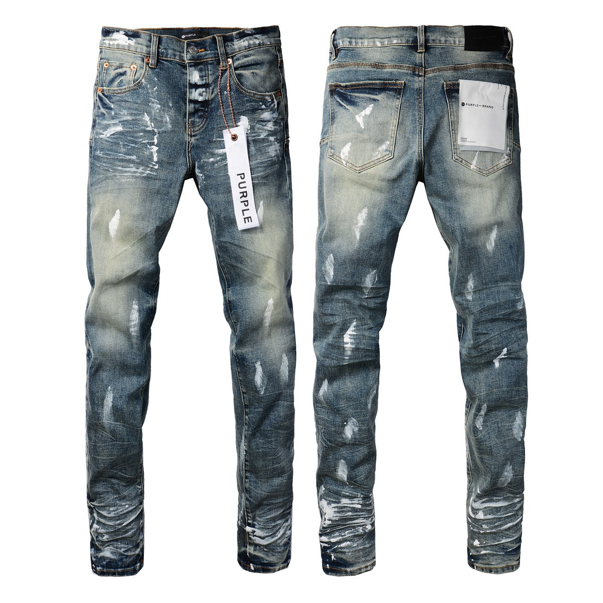 Purple Jeans Fashion Men Black Jeans Distressed Hole Unique Personality 9060