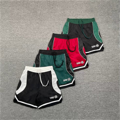 Broken Planet retro contrasting color sports casual men's basketball drawstring shorts