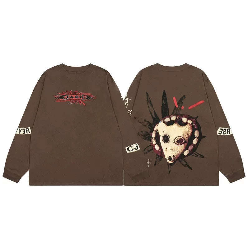 TRAVIS SCOTT Lightning Sketch Graphic Long Sleeve Street Tee